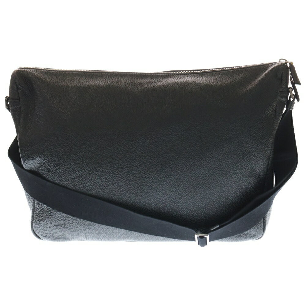 Prada Plate Logo Bag Vitello Triangle Shoulder Black Leather Dino